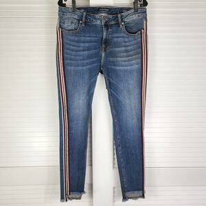 Vigoss Skinny Jeans Women 30X27 Jagger Striped Fray Hem High Rise Stretch Denim